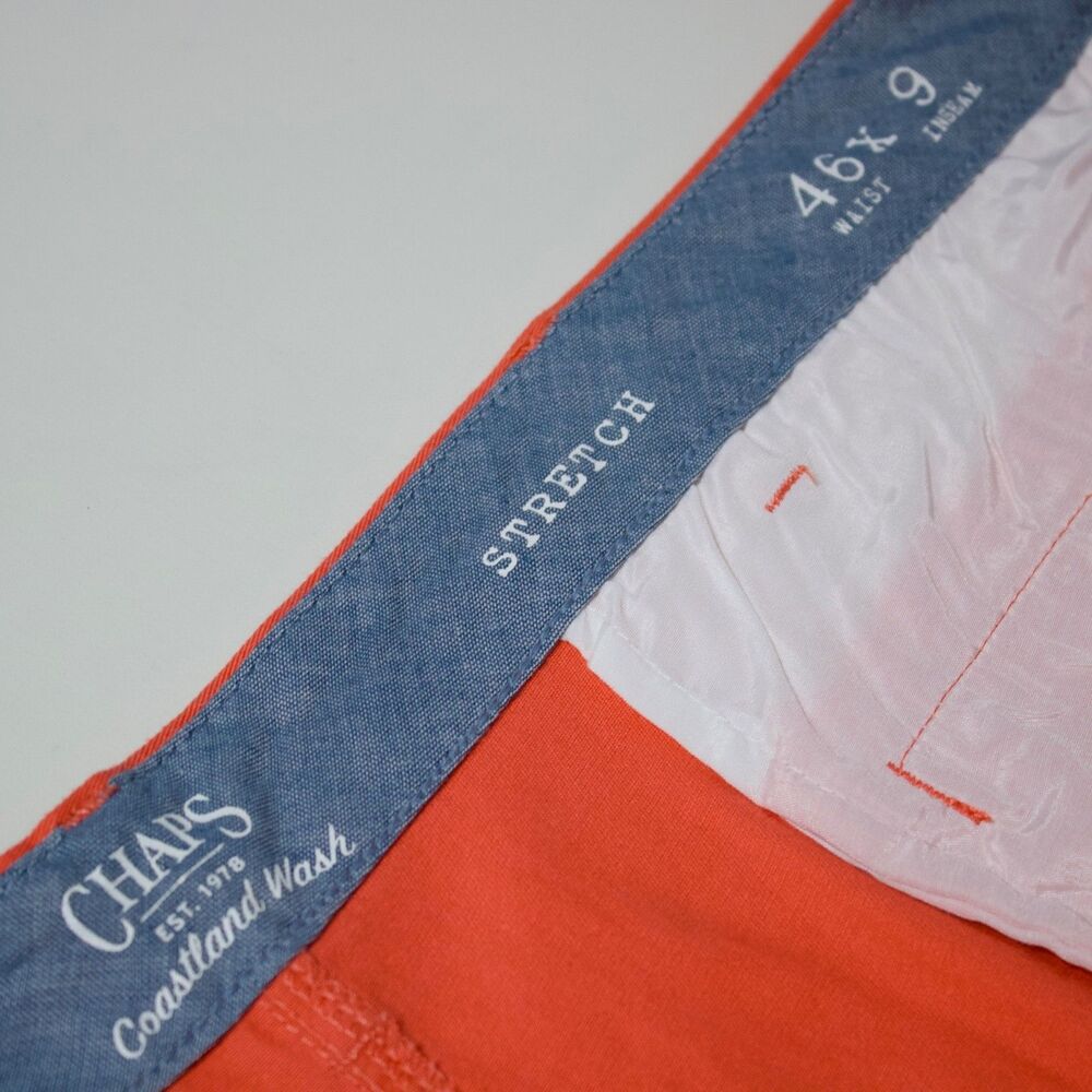 NWT Chaps Ralph Lauren Flat Front Shorts Hot Coral Stretch Big & Tall Men Sz. 46 - Picture 6 of 8